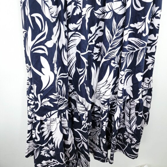 Andres Otalora Atlantico Cotton Poplin Midi Dress In Navy Print 8 - Picture 8 of 12